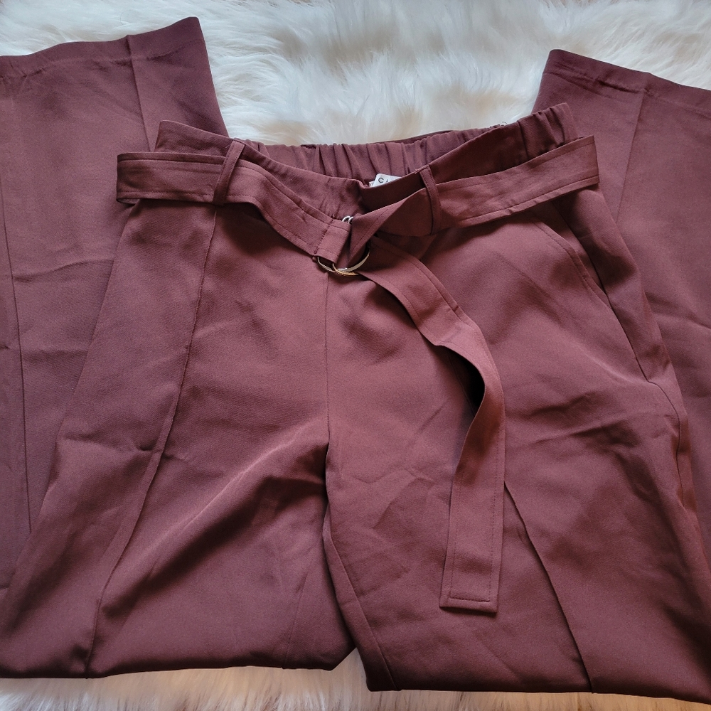 C by One Burgundy Wide Leg Trousers Size Medium